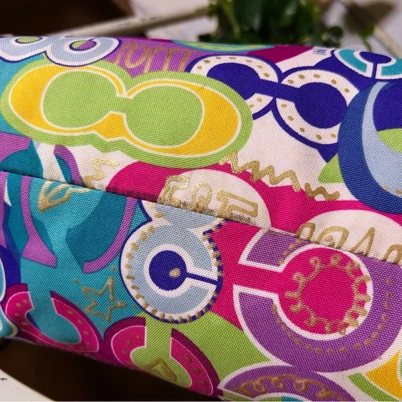 Coach 2010 Poppy Graffiti Tote Bag with Gold Accents - Picture 6 of 13